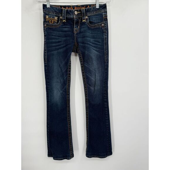 Rock Revival Anabela Boot‎ Cut Jeans Low Rise Dark Wash Women's Size 26 - Picture 1 of 10